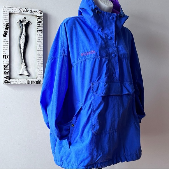 Vintage 90s Columbia Women’s Pullover Windbreaker Blue Athletic Jacket Size L - Picture 5 of 14